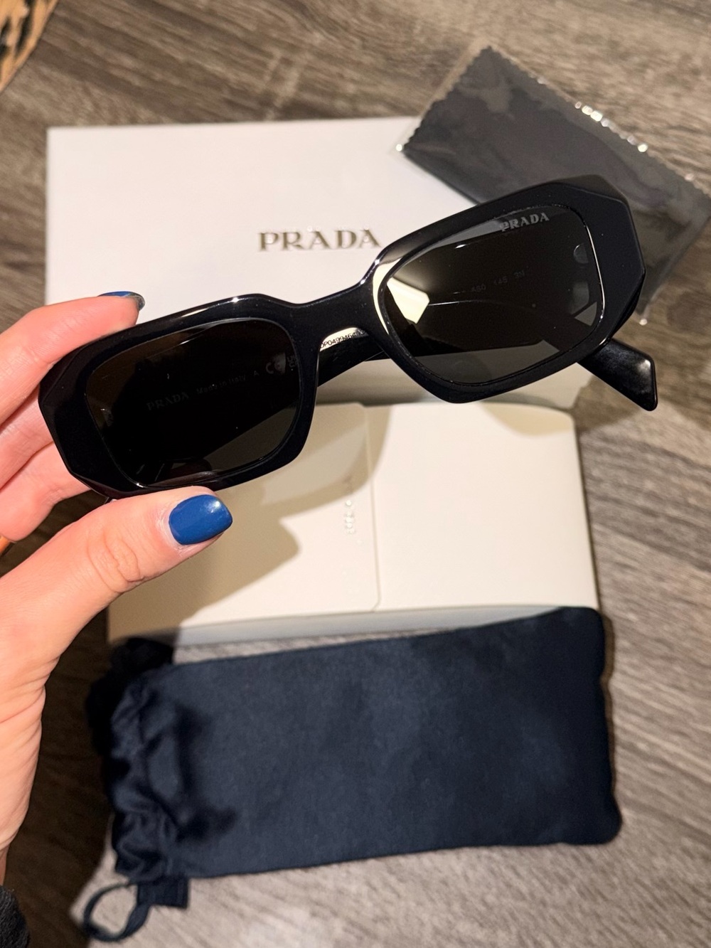 Prada PR 17WS Black Rectangle Sunglasses
